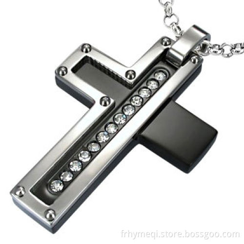 Cross Stainless Steel Pendant with Crystal Stone, OEM and ODM Orders Welcomed